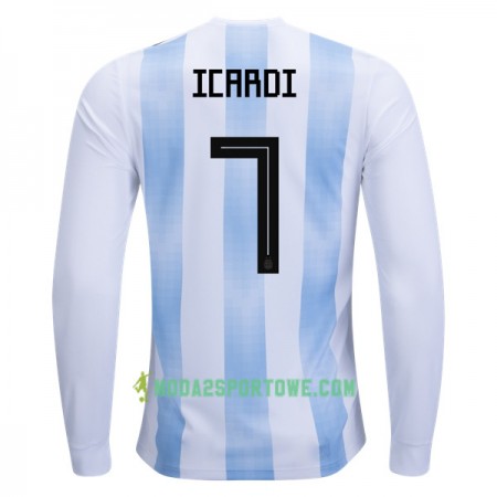 Koszulka Argentyna Icardi 7 Mistrzostwa Świata 2018 Domowe Stroje Piłkarskie Długi Rękaw